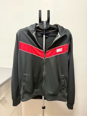 Nike Women’s Track Jacket Dark Grey/Charcoal Red Zip Up XL
